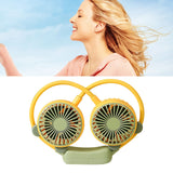 Portable Neck Fan Bendable Wearable USB Rechargeable Hand Free Mini Hanging Fan for Office Travel Yellow - 45-Degree Angle