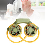 Portable Neck Fan Bendable Wearable USB Rechargeable Hand Free Mini Hanging Fan for Office Travel Yellow - Rear View
