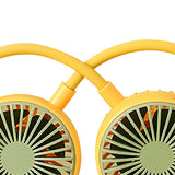 Portable Neck Fan Bendable Wearable USB Rechargeable Hand Free Mini Hanging Fan for Office Travel Yellow - Close-Up Angle