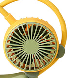 Portable Neck Fan Bendable Wearable USB Rechargeable Hand Free Mini Hanging Fan for Office Travel Yellow - Low Angle