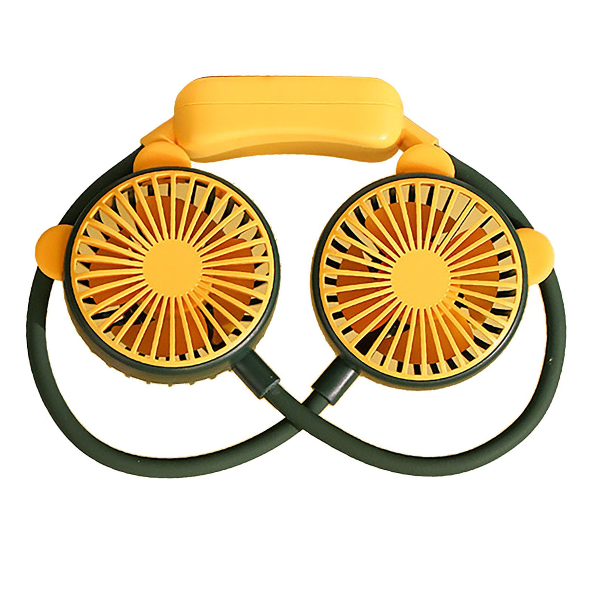 Portable Neck Fan Bendable Wearable USB Rechargeable Hand Free Mini Hanging Fan for Office Travel Green