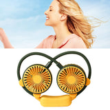 Portable Neck Fan Bendable Wearable USB Rechargeable Hand Free Mini Hanging Fan for Office Travel Green