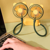Portable Neck Fan Bendable Wearable USB Rechargeable Hand Free Mini Hanging Fan for Office Travel Green - Extra Image