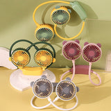 Portable Neck Fan Bendable Wearable USB Rechargeable Hand Free Mini Hanging Fan for Office Travel Green