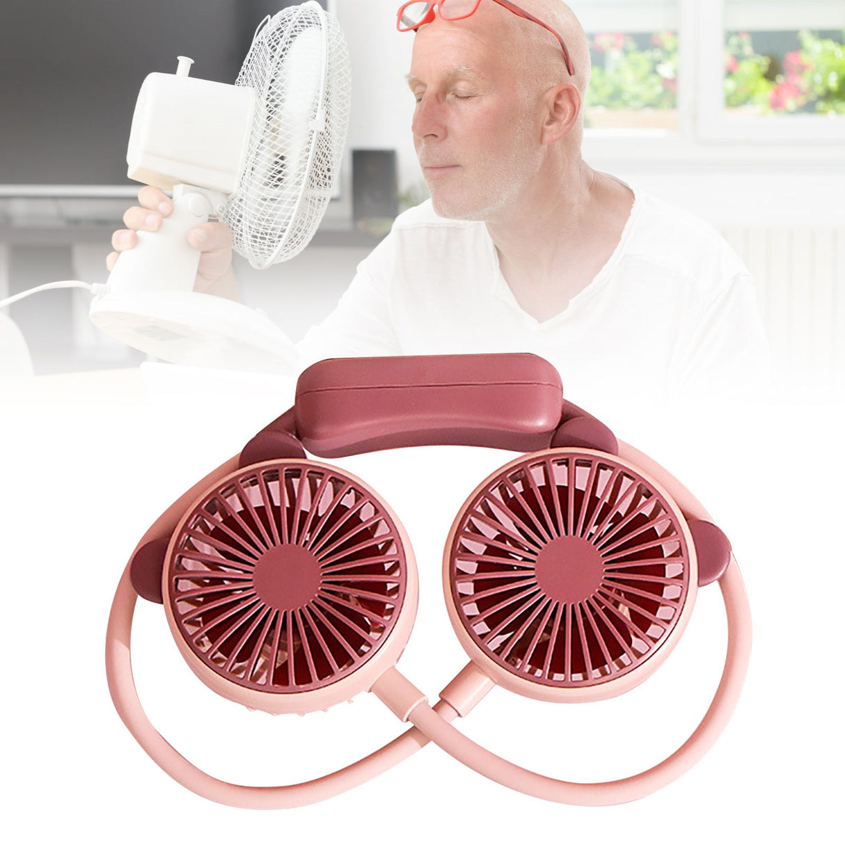 Portable Neck Fan Bendable Wearable USB Rechargeable Hand Free Mini Hanging Fan for Office Travel Taro Purple
