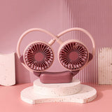 Portable Neck Fan Bendable Wearable USB Rechargeable Hand Free Mini Hanging Fan for Office Travel Taro Purple