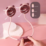 Portable Neck Fan Bendable Wearable USB Rechargeable Hand Free Mini Hanging Fan for Office Travel Taro Purple
