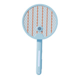 Electric Fly Swatter Racket 4 in 1 Automatic Portable Handheld Electric Fly Racket Bedroom Backyard Patio Camping Sky Blue - Front View