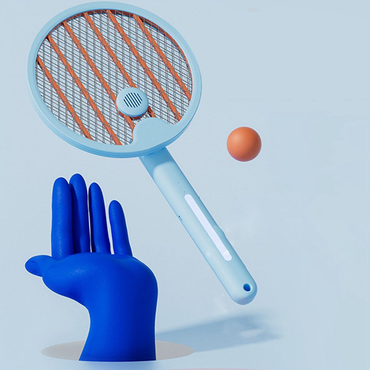 Electric Fly Swatter Racket 4 in 1 Automatic Portable Handheld Electric Fly Racket Bedroom Backyard Patio Camping Sky Blue