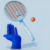 Electric Fly Swatter Racket 4 in 1 Automatic Portable Handheld Electric Fly Racket Bedroom Backyard Patio Camping Sky Blue