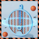 Electric Fly Swatter Racket 4 in 1 Automatic Portable Handheld Electric Fly Racket Bedroom Backyard Patio Camping Sky Blue