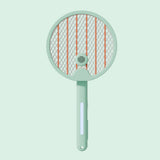 Electric Fly Swatter Racket 4 in 1 Automatic Portable Handheld Electric Fly Racket Bedroom Backyard Patio Camping Grass Green