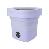 6.5L Washing Machine Folding Portable Automatic Deep Cleaning Wash and Spin Dry Washer with Water Tube 100‑240V Purple AU Plug - Side View