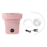 6.5L Washing Machine Folding Portable Automatic Deep Cleaning Wash and Spin Dry Washer with Water Tube 100‑240V Pink AU Plug