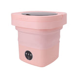 6.5L Washing Machine Folding Portable Automatic Deep Cleaning Wash and Spin Dry Washer with Water Tube 100‑240V Pink AU Plug - Side View