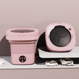 6.5L Washing Machine Folding Portable Automatic Deep Cleaning Wash and Spin Dry Washer with Water Tube 100‑240V Pink AU Plug