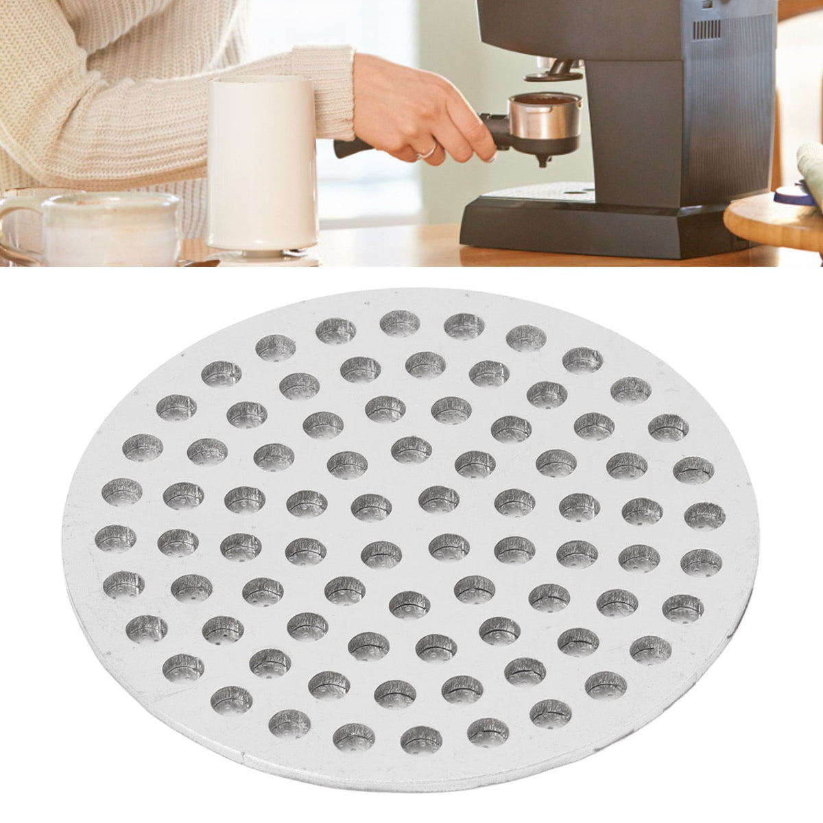 51mm Puck Screen Lower Shower Screen Reusable Coffee Portafilter Puck Screen Double Layer 100μm Secondary Water Distribution Filter