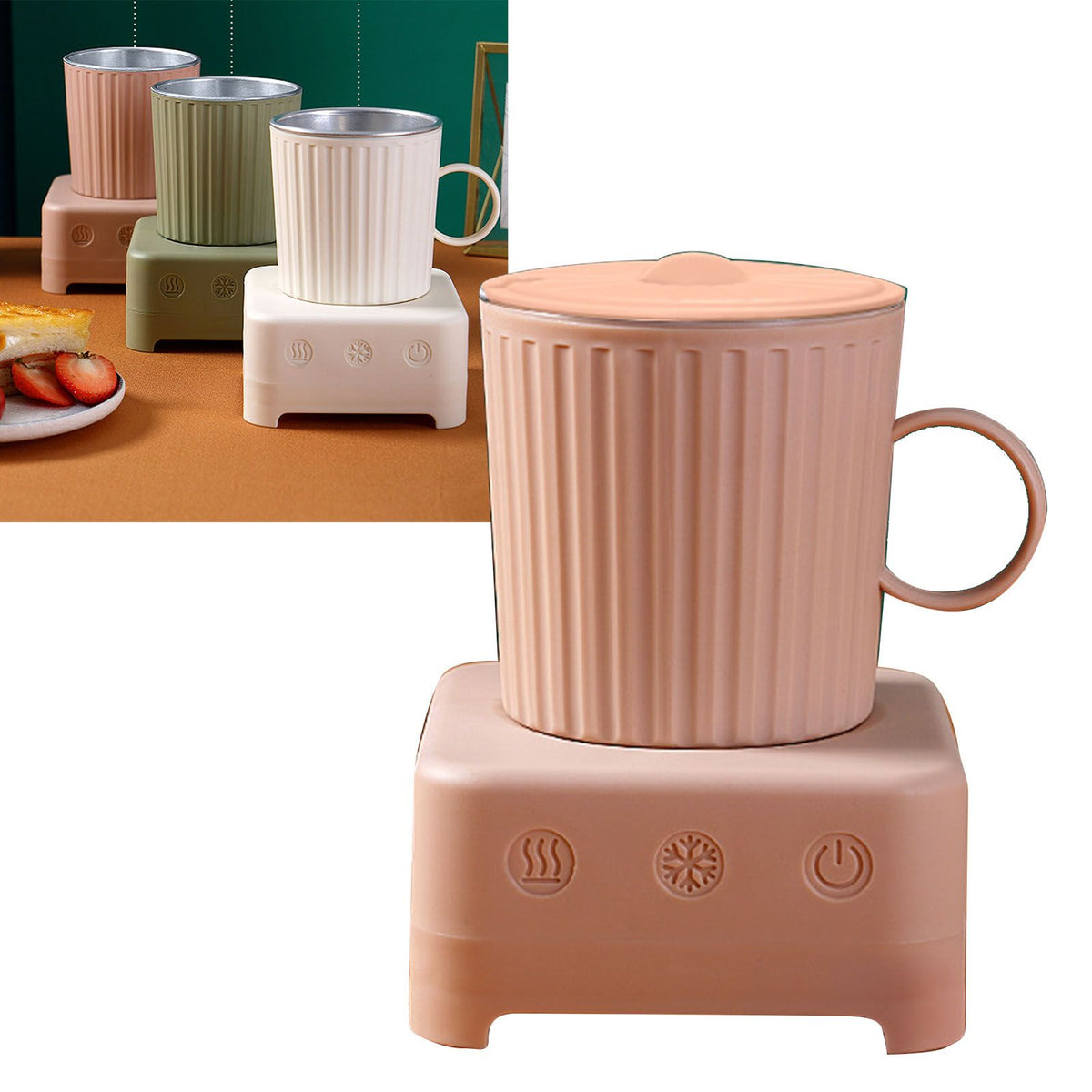 Fast Cooler Cup Beverage Beer Quick Cooling Mug Dormitory Heat Preservation Desktop Refrigerator CN Plug Cherry Pink