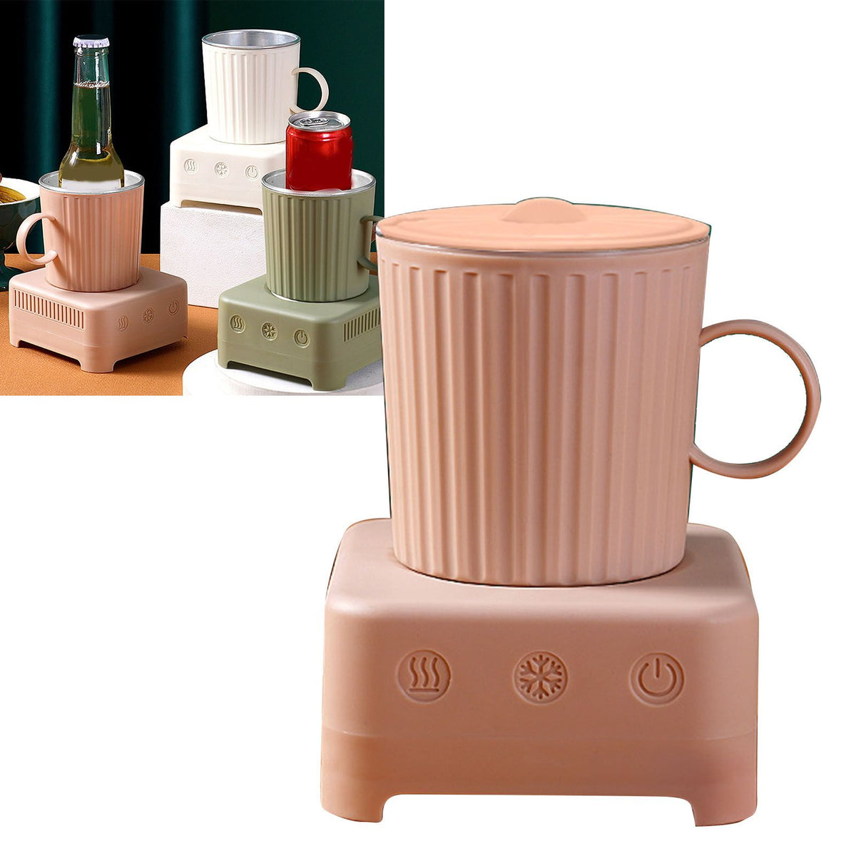 Fast Cooler Cup Beverage Beer Quick Cooling Mug Dormitory Heat Preservation Desktop Refrigerator CN Plug Cherry Pink