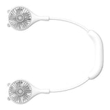 Neck Fan USB Rechargeable Cute Portable Retractable Universal Adjustment Cooling Fan For Outdoor Sports Travel White - Front View