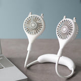 Neck Fan USB Rechargeable Cute Portable Retractable Universal Adjustment Cooling Fan For Outdoor Sports Travel White