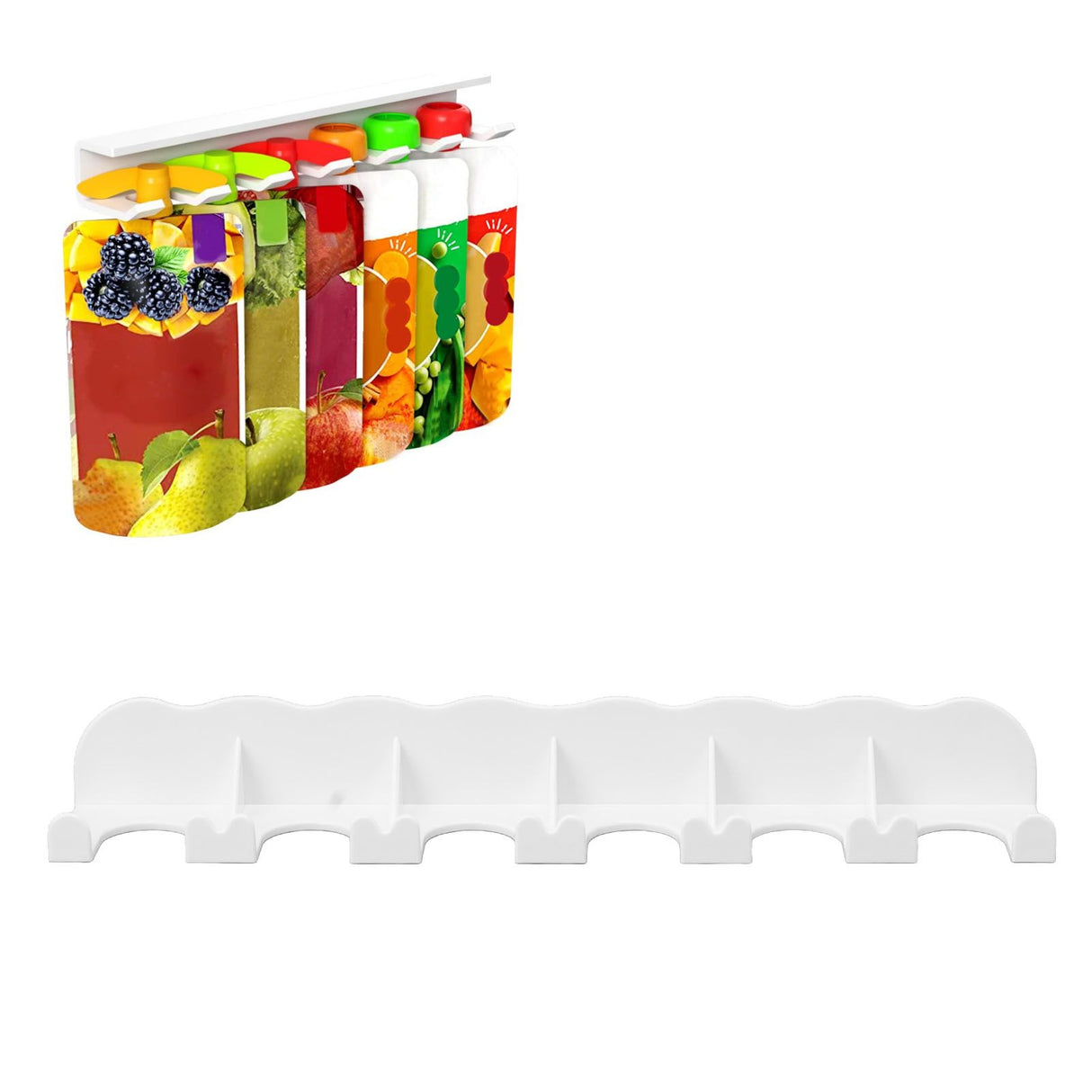 Food Pouch Hanger ABS 6 Holes Food Pouch Hanger Organizer for Round Helicopter Lid Type Yogurt Bottle