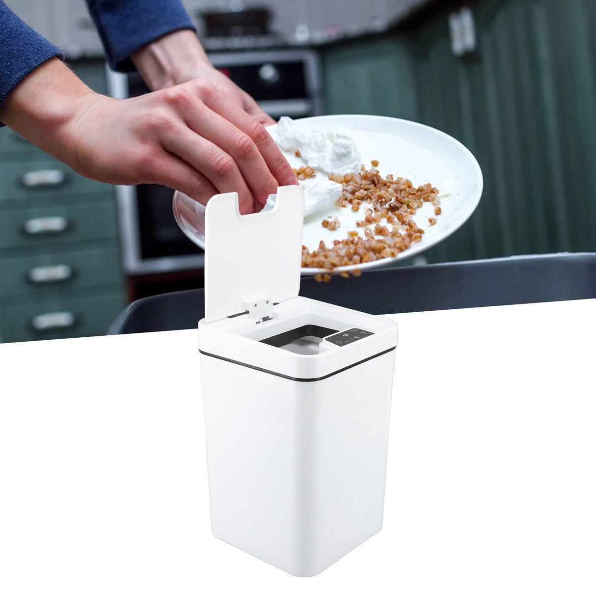 Smart Trash Can 18L PP Plastic Motion Sensor Battery Type Automatic Touchless Garbage Bin for Bathroom Hotel Office