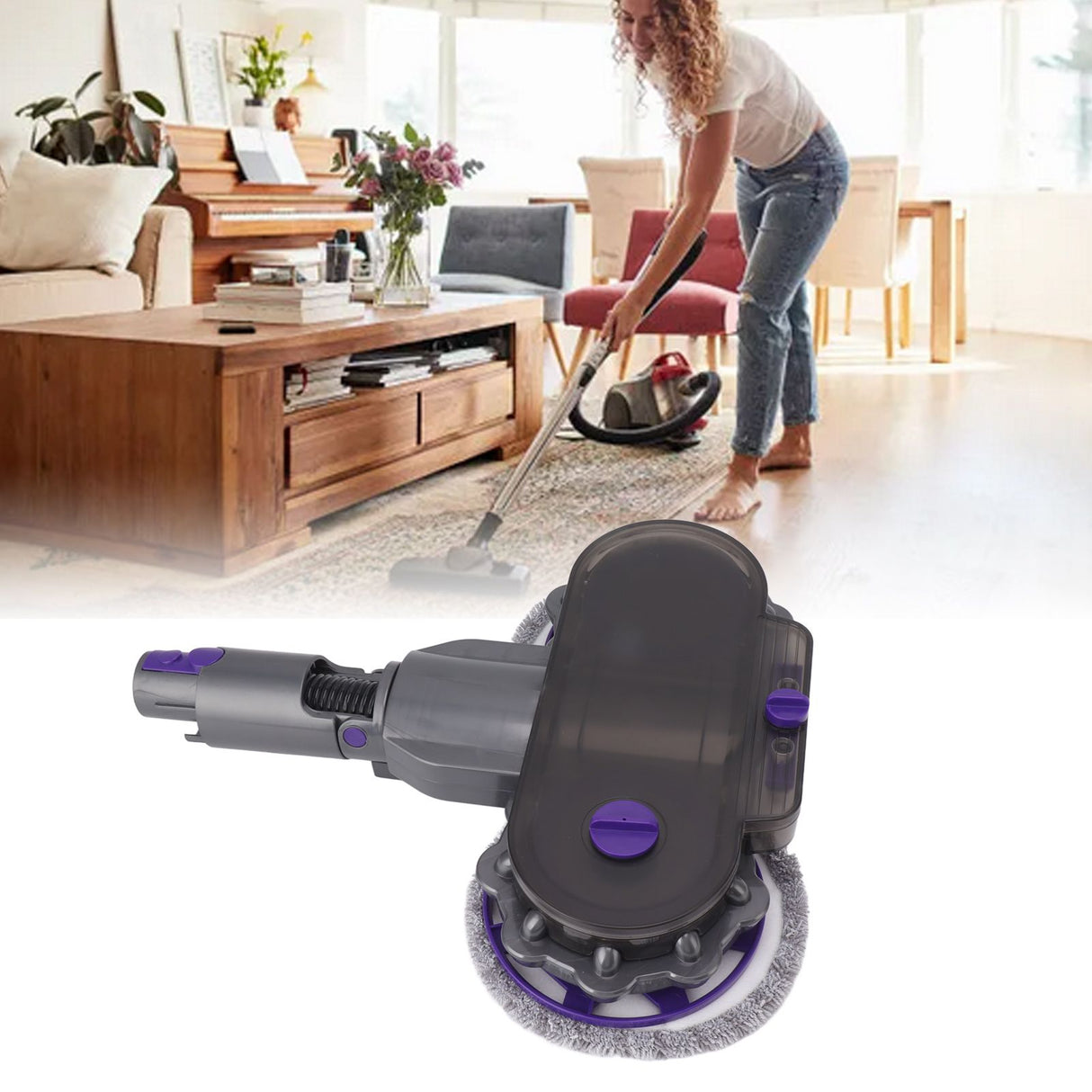 Electric Mop Head Attachment with 4 Mop Pads Dry Wet Mopping Head for V7 V8 V10 V11 V12 V15