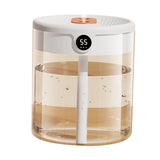 2L Double Nozzle Air Humidifier USB Double Jet Humidifier with LCD Humidity Display Large Capacity Aroma Oil Diffuser for Home Bedroom White