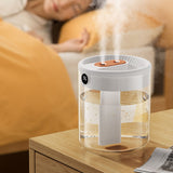 2L Double Nozzle Air Humidifier USB Double Jet Humidifier with LCD Humidity Display Large Capacity Aroma Oil Diffuser for Home Bedroom White
