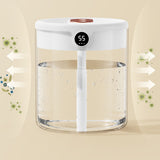 2L Double Nozzle Air Humidifier USB Double Jet Humidifier with LCD Humidity Display Large Capacity Aroma Oil Diffuser for Home Bedroom White - Extra Image