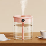2L Double Nozzle Air Humidifier USB Double Jet Humidifier with LCD Humidity Display Large Capacity Aroma Oil Diffuser for Home Bedroom Pink - 45-Degree Angle