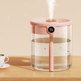 2L Double Nozzle Air Humidifier USB Double Jet Humidifier with LCD Humidity Display Large Capacity Aroma Oil Diffuser for Home Bedroom Pink - Rear View