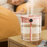 2L Double Nozzle Air Humidifier USB Double Jet Humidifier with LCD Humidity Display Large Capacity Aroma Oil Diffuser for Home Bedroom Pink