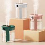 2L Double Nozzle Air Humidifier USB Double Jet Humidifier with LCD Humidity Display Large Capacity Aroma Oil Diffuser for Home Bedroom Pink
