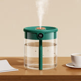 2L Double Nozzle Air Humidifier USB Double Jet Humidifier with LCD Humidity Display Large Capacity Aroma Oil Diffuser for Home Bedroom Green - 45-Degree Angle