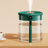 2L Double Nozzle Air Humidifier USB Double Jet Humidifier with LCD Humidity Display Large Capacity Aroma Oil Diffuser for Home Bedroom Green