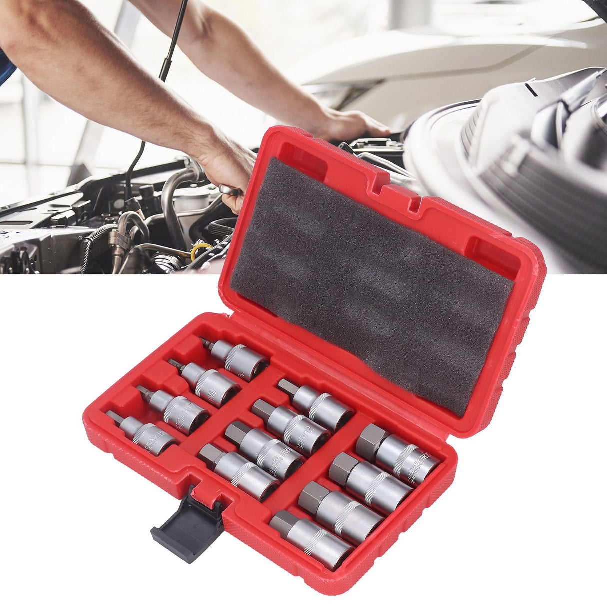 12PCS Drive Socket Set Steel High Hardness Wear Resistant 1/2in Drive Master Impact Socket Set for Auto Repair