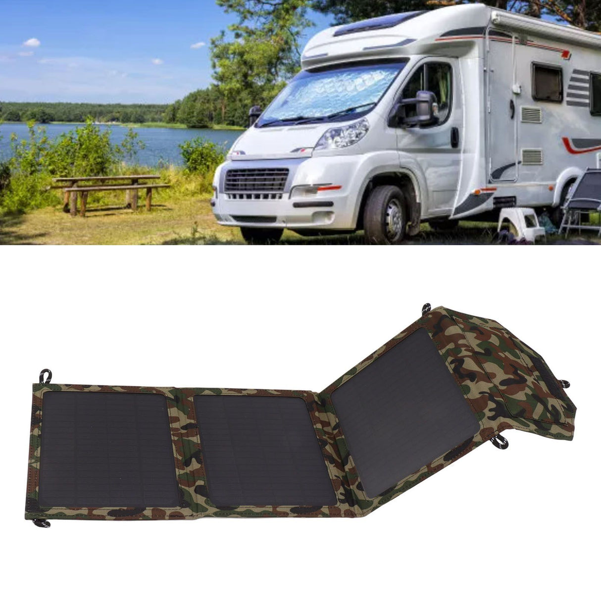 Foldable Solar Panel Dual USB Lightweight 30W Portable Solar Phone Charger Panel for Automobile 12V