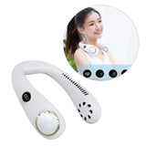 Bladeless Neck Fan USB Charging 2000 MAh Battery Portable Hand Free Neck Fan for Outdoor Camping Office White - Front View