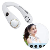 Bladeless Neck Fan USB Charging 2000 MAh Battery Portable Hand Free Neck Fan for Outdoor Camping Office White