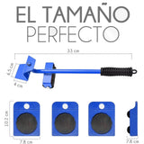 Heavy Duty Furniture Lifter Household Furniture Mover with 4 Wheel Rollers 1 Wheel Bar Blue
