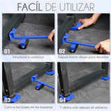 Heavy Duty Furniture Lifter Household Furniture Mover with 4 Wheel Rollers 1 Wheel Bar Blue