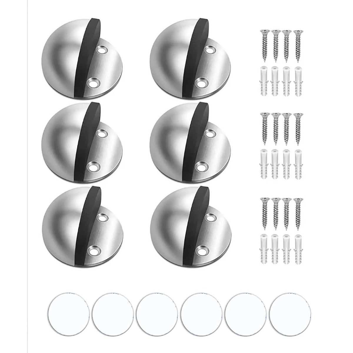 Dome Door Stop 304 Stainless Steel Sound Dampening Floor Door Bumper Punching Free Collision Proof