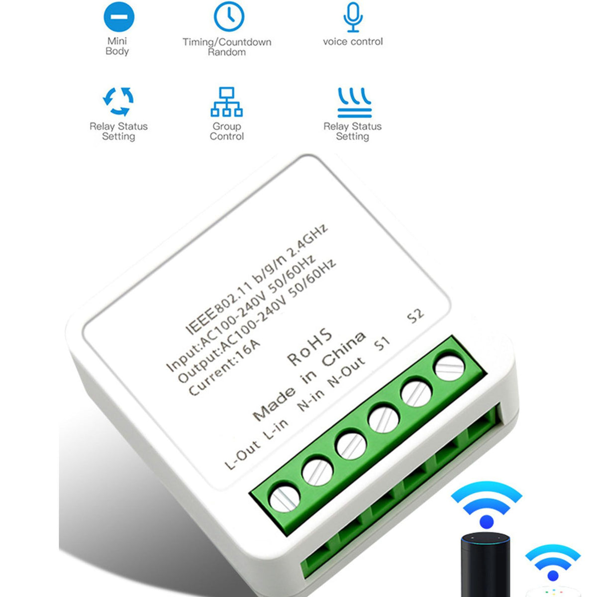 Smart Light Switch PCV WiFi APP Remote Control DIY On and Off Switch for Tuya 16A White