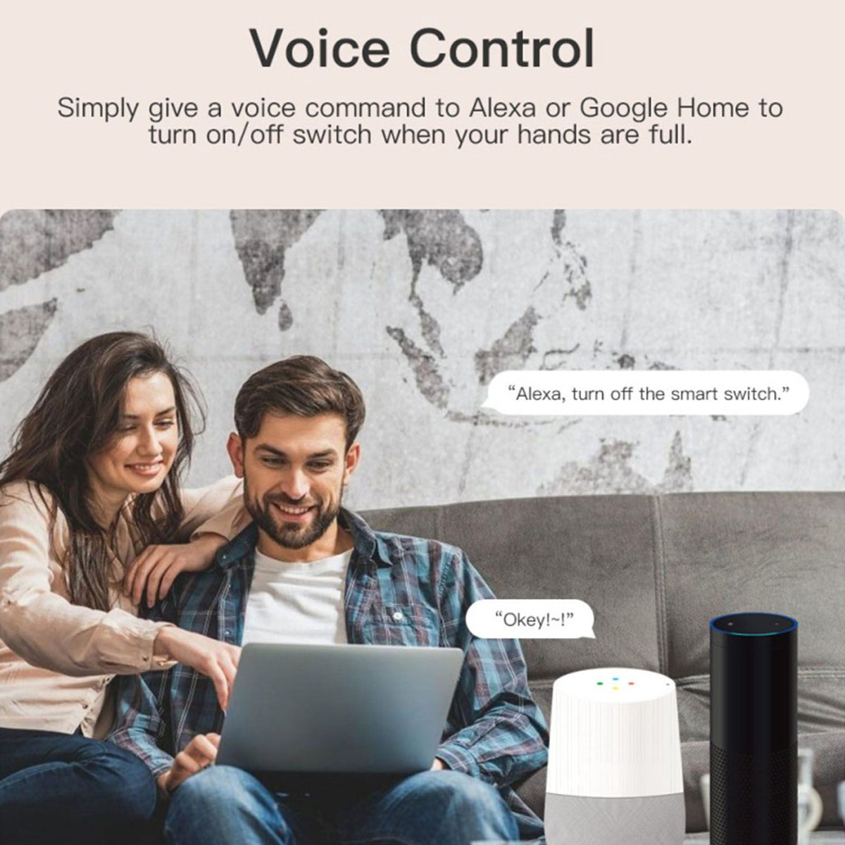 Smart Light Switch PCV WiFi APP Remote Control DIY On and Off Switch for Tuya 16A White