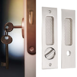 Sliding Door Mortise Lock with 2 Keys Zinc Alloy Invisible Recessed Handle Latch Pocket for Wood Furniture Hardware Brushed Nickel