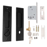 Sliding Door Mortise Lock with 2 Keys Zinc Alloy Invisible Recessed Handle Latch Pocket for Wood Furniture Hardware Black