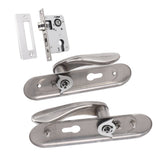 Door Entry Handle Set Stainless Steel Plate Door Lever Cylinder Lock Keys Kit for Household