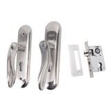Door Entry Handle Set Stainless Steel Plate Door Lever Cylinder Lock Keys Kit for Household - Rear View